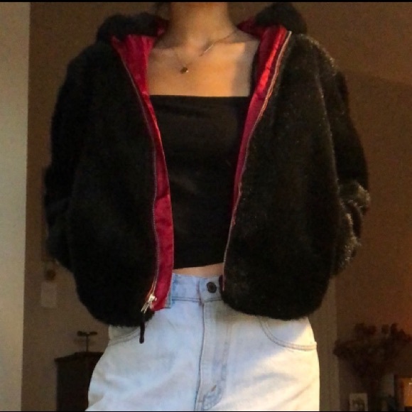 Gap Black Fake Fur Coat - Picture 2 of 5